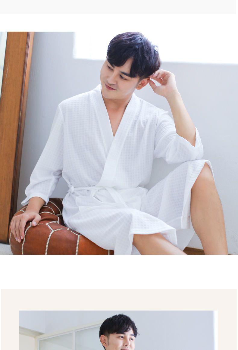 Product Introduction of [HTK 1189 People] Nightgown Women's Summer Thin Bathrobe Water-Absorbing Quick-Drying Couple Bathrobe Men's 100.00kg Mid-Length Plump Girls Pajamas plus Size 23