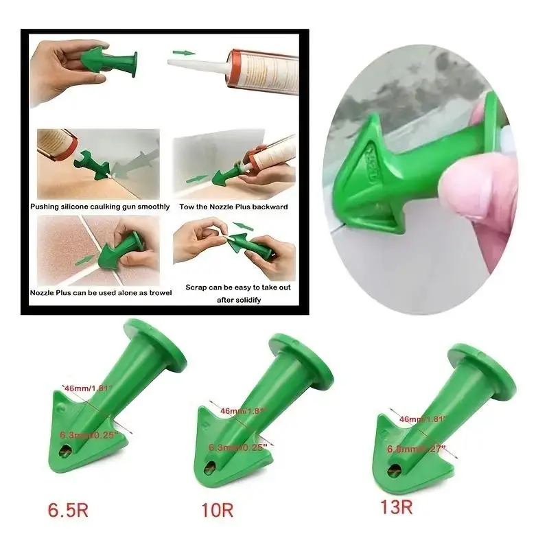 Caulking Nozzle Tool Kit, 3 Counts Caulk Nozzle Applicator Silicone Caulking Tools, Sealant Nozzle Caulki for Home 4