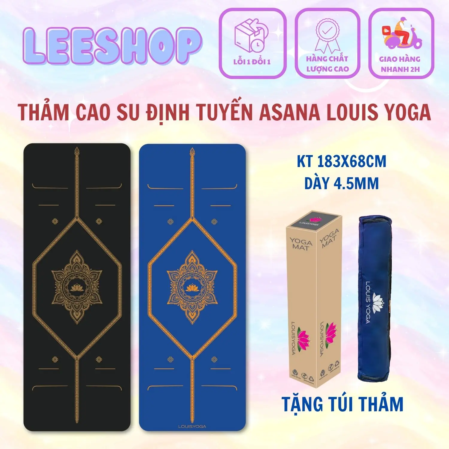 THẢM TẬP YOGA - PHIÊN BẢN ASANA - HÃNG LOUIS YOGA - CHẤT LIỆU CAO SU TỰ NHIÊN - ĐỊNH TUYẾN - #LEEQUEEN #LEESHOP