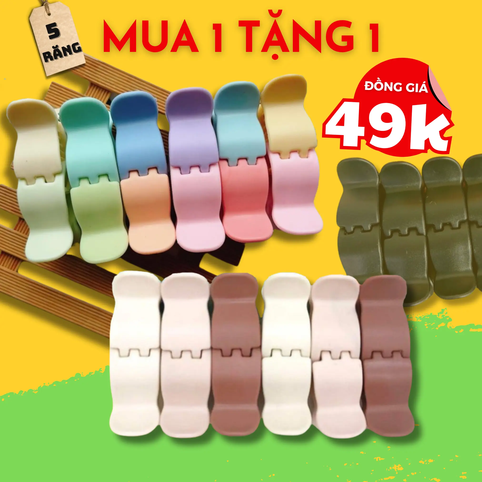 [Mua 1 Tặng 1] Kẹp Tóc Càng Cua 5 Răng Dẻo Bầu Phong Cách Hàn Quốc Phụ Kiện Hottrend Cho Nữ Đẹp Sauhouse Women Voi
