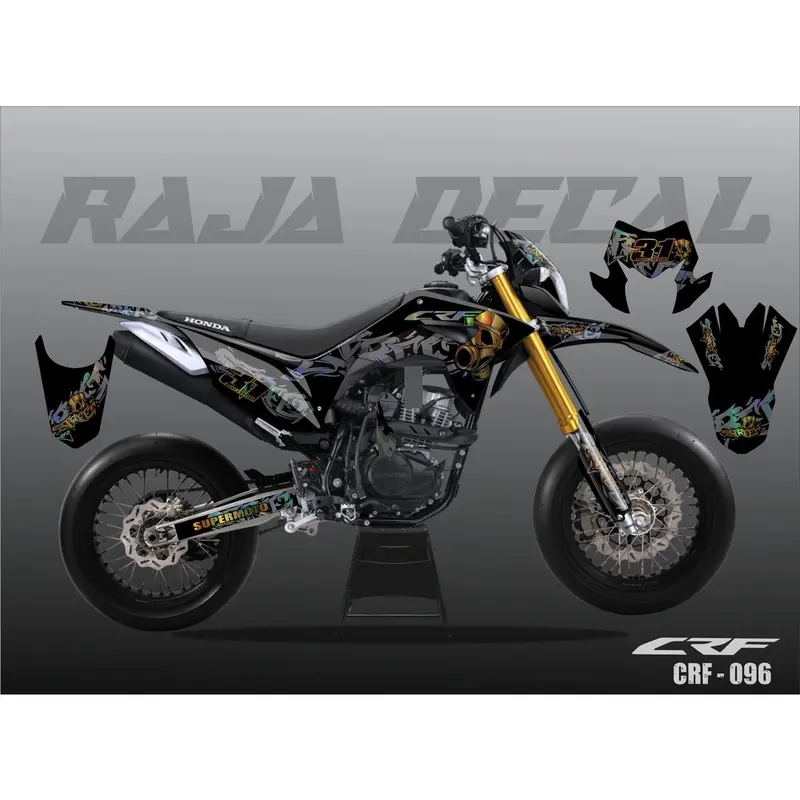 Decal Sticker CRF 150L FullBody Bahan Hologram Stiker Decal CRF Supermoto Graffiti Minimalis 096a Kendaraan Motor Motorcycle 1