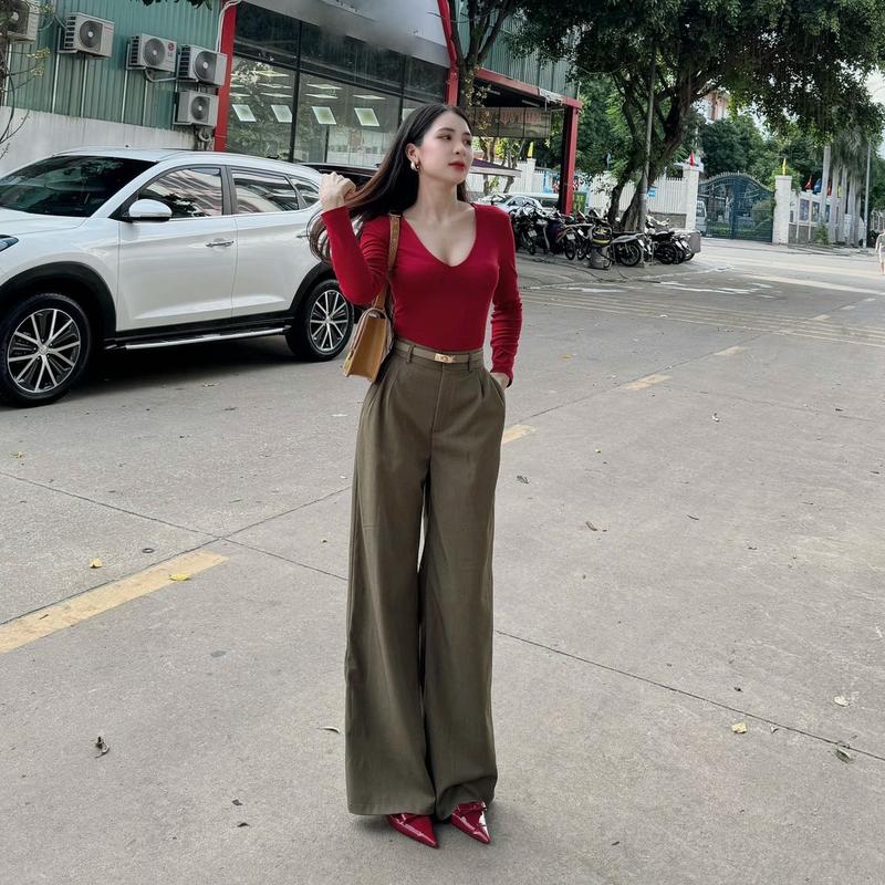 Quần dài ống suông Basic chất vải Bố Ruby dày dặn đứng form 1