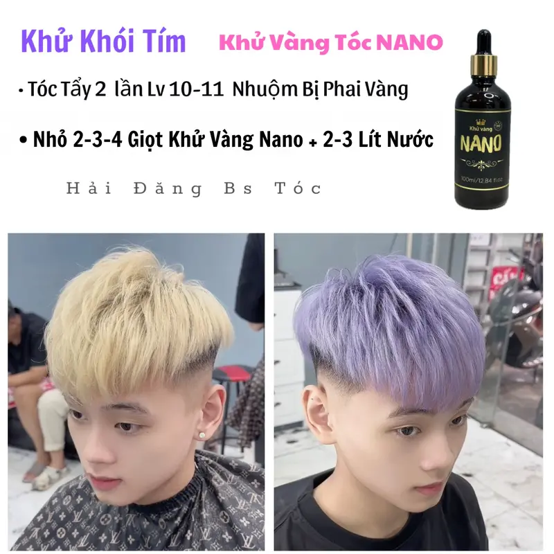 KHỬ VÀNG TÓC NANO - 100ml ĐẬM ĐẶC - Siêu Mạnh ( 1 Lọ Dùng 2 Năm ) - Hỗ Trợ Khử Các Nền Tóc Tẩy Phai Ra Vàng . 5