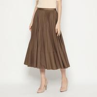 Gambar MINEOLA Serenity Choco Brown Pleated Midi Skirt Katun Santai Polos A-Line Coklat Fit Karet dari MINEOLA FASHION OFFICIAL SHOP Kota Administrasi Jakarta Selatan 3 Tokopedia