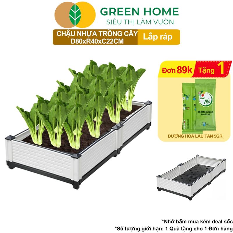 Chậu nhựa lắp ráp, D80xR40xC22cm, trồng hoa hồng, cây leo, rau, củ, quả, độ bền 5 năm, nhiều kích thước |Greenhome