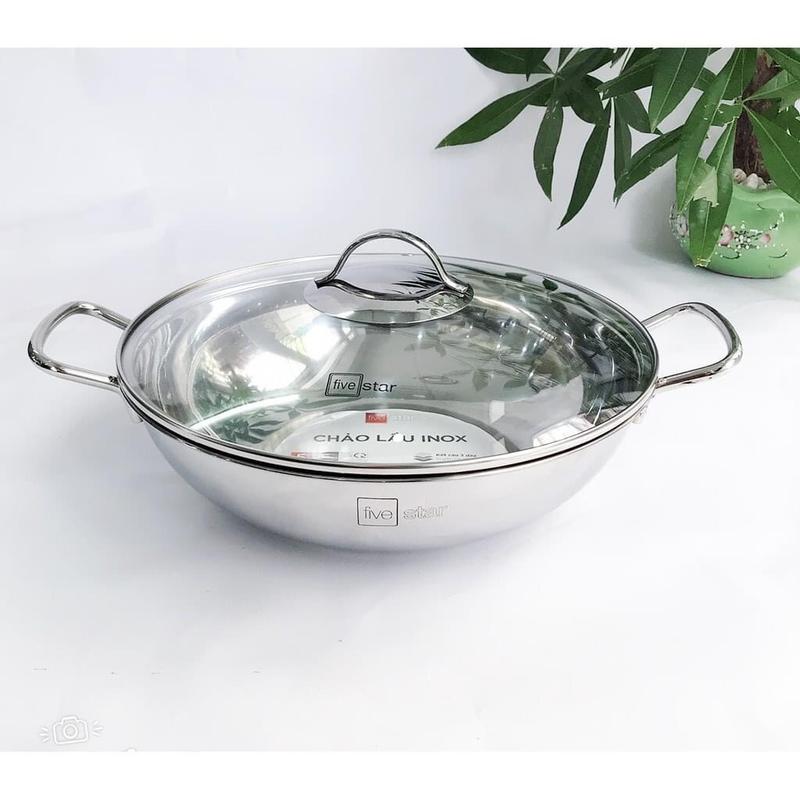 Chảo lẩu inox 3 đáy Fivestar, size 24 26 28 32 cm, dùng được bếp điện từ