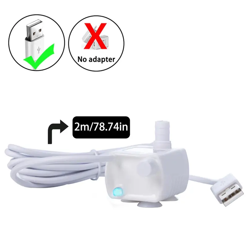 Cat Water Fountain Pump, USB Rechargeable Pet Water Fountain Replacement Pump, Pet Water Fountain Pump for Cat Water Fountain 6