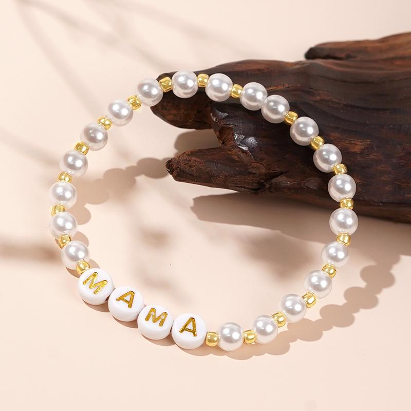 Product Introduction of Handmade jewelry Bohemian style imitation pearl natural shell letter cardboard bracelet bracelet bracelet tahitian  pearl 9