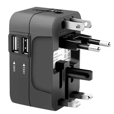 220V To 110V Voltage Converter & Travel Adapter - 20W PD, 2 USB-C, 2 USB-A, For Europe, Spain, Italy (Black)