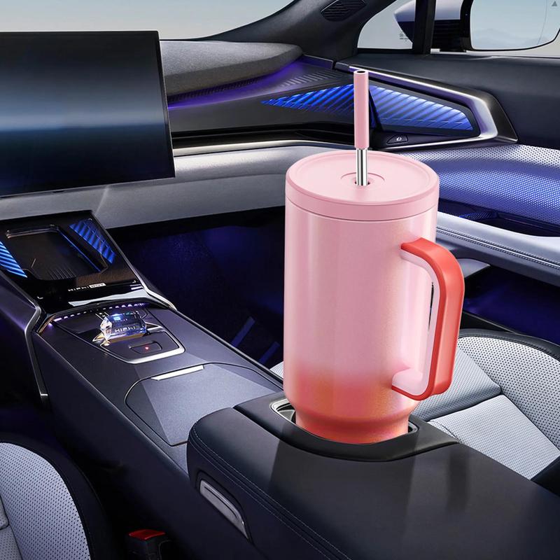 Product Introduction of 【Meoky】40oz Classic Straw Handle Cup, Multi-grid Ice Cube Mold, Leak-proof Cup Lid, Silicone Handle, Non-slip Noise Reduction Pad At The Bottom, Stainless Steel Thermos Cup, Wide Mouth and Narrow Bottom for Easy Cleaning and Car Loading 10