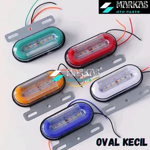 Lampu Led Bak Samping Truk Variasi 12Volt - 24Volt Model Oval Kecil / Oval Mini 12 LED Waterside Cocok Untuk Truk Canter Dyna Dutro Fuso Hino Lohan Giga Quester Car