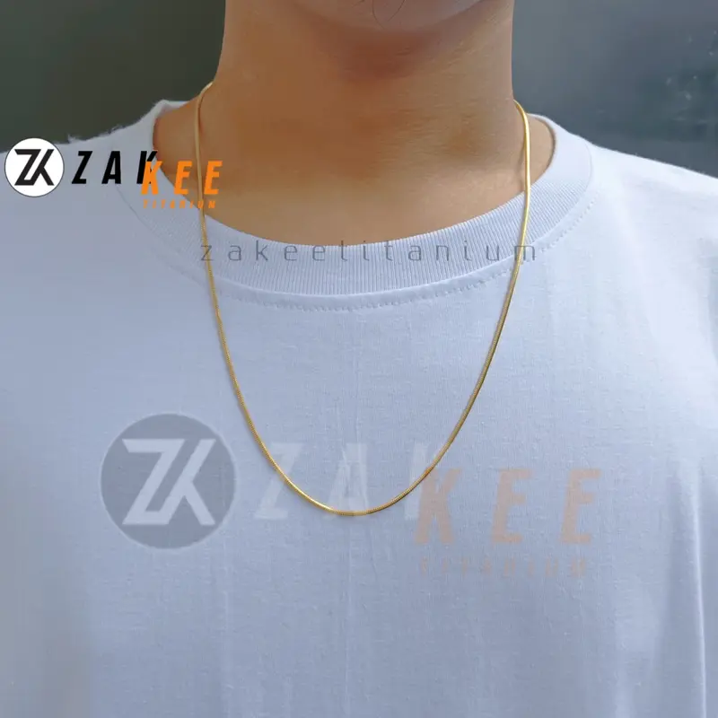 Kalung Emas Pria Titanium Gold Anti Karat Simpel Keren Premium Cowok Cewek Panjang 45cm 50cm 60cm Stainless 1