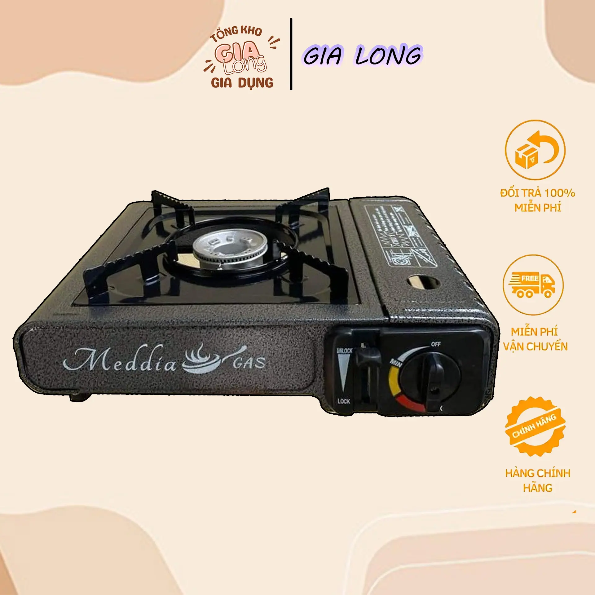 Bếp Ga Mini MEDDIA - | Phủ Sứ Cao Cấp | Bảo Hiểm Chống Nổ