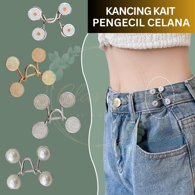 Kancing Pengecil Jeans Logam Simpel Adjustable Motif Bunga Daisy GROSIR 0