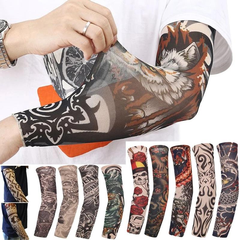 Seamless Tattoo Ice Sleeve – Lightweight UV Protection Arm Guard With Floral Pattern, For Motorcycle Riders