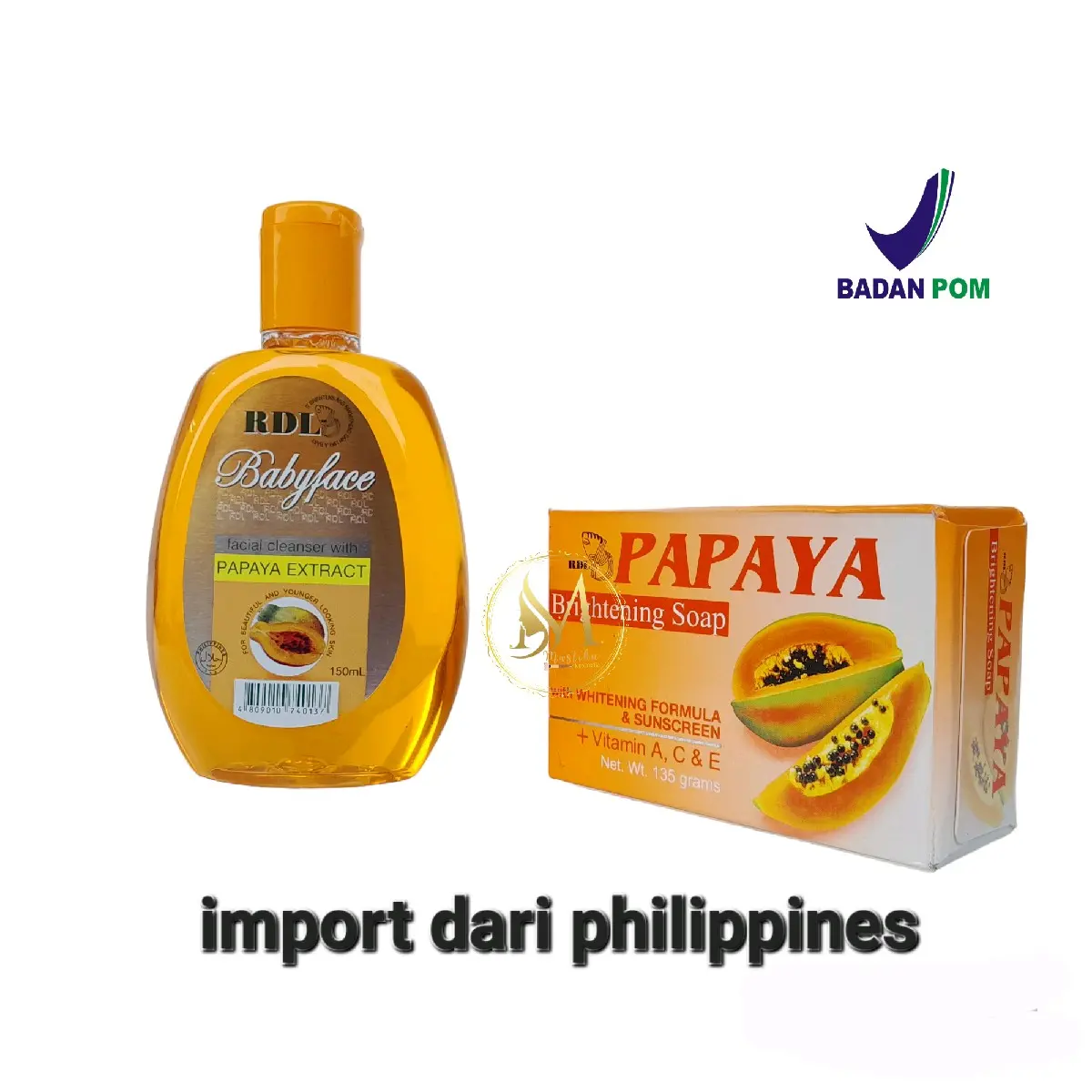 Paket Glowing RDL Sabun Papaya 135g &Facial Cleanser 150ml Bpom Original Mencerahkan Mencerahkan Membersihkan Kotoran Wajah