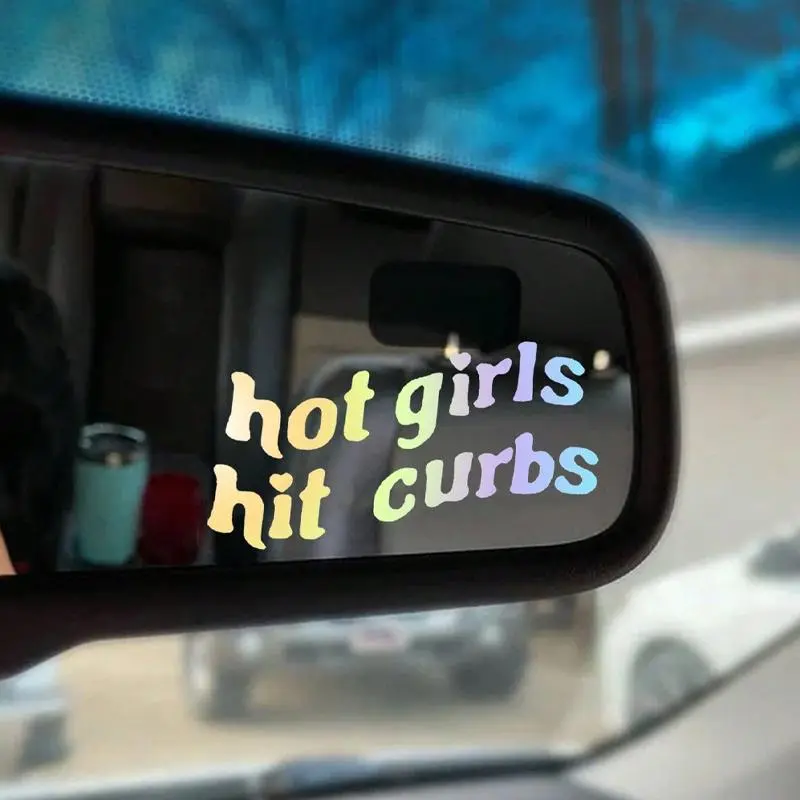 Car Hot Girl Hit Curbs Letter Pattern Sticker, 1 Count Cute Personality Decorative Car Mirror Sticker, Car Exterior Accessories 6