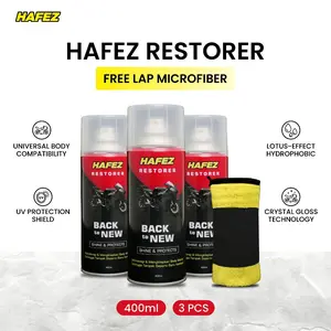 HAFEZ 3 RESTORER BUNDLING KAIN LAP MICROFIBER Mengkilapkan dan Menghitamkan Body Kendaraan Motor