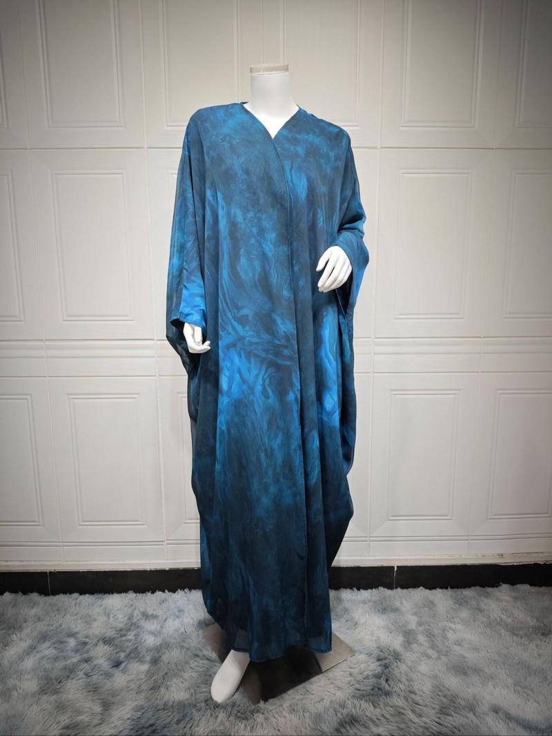Product Introduction of Women's Tie Dye Print Open Front Abaya, Elegant Casual Long Sleeve Abaya for Daily Wear, Ladies Clothes for All Seasons 8