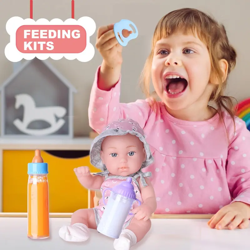 Doll Feeding Bottle Set, Doll Accessories Including Milk Bottle & Juice Bottle & Pacifier, Pretend Play Toy for Kids, Doll Accessories 4
