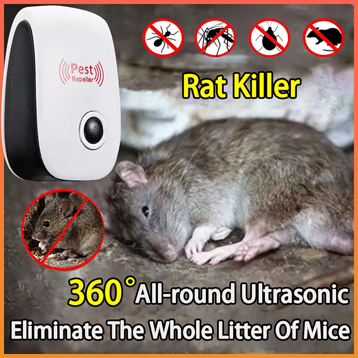 【100% effective】2024 Newest Electric Rodent Repeller Use ultrasound to ...