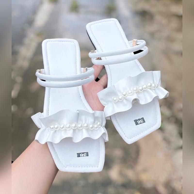 Xăng đan nữ. Quai hậu nhúng ngọc. Làm dép đều được Shoes DéP GiàY Nhung Jean Women mom 3