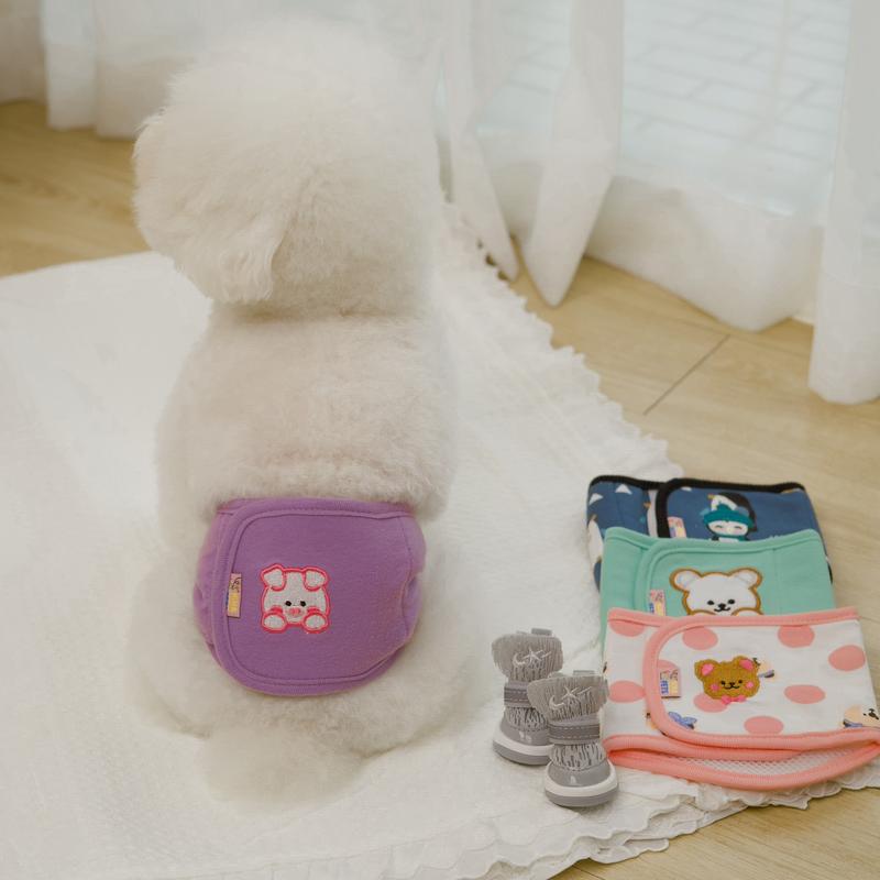 [Tặng 4 Miếng Dán] COMBO 3 Bỉm Tã Vải Quấn Bụng Thêu Gấu Baby Cho Cún Đực Tã Sinh Lý Cho Chó Tái Sử Dụng Nhiều Lần Thiết Kế Cao Cấp Mùa Hè Hiha Pets.
