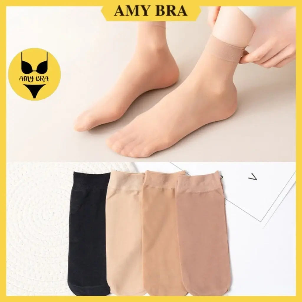 Tất Da Chân Ngắn Loại Mỏng Siêu Mát - Vớ Nữ Cổ Thấp Bền Bảo Vệ Da Chân AMYBRA T9111 Cotton Women