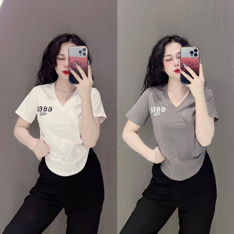 Áo thun nữ phom babytee tay ngắn dáng ôm cổ tim vạt bầu ( 6868 ) Top Women
