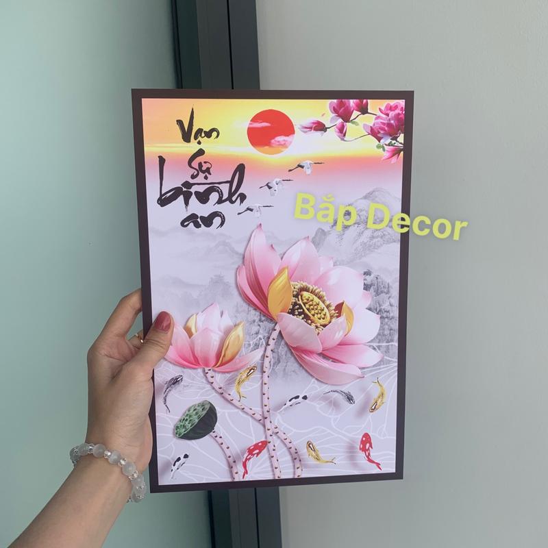 Product Introduction of Decor Tường tranh VẠN SỰ BÌNH AN, TÀI LỘC, THƯ PHÁP, CHA MẸ, tranh dán tường decor 6 bức,  in trên nhựa formex kèm sẵn keo dán, Treo Tường Treo Phòng Phòng Khách 10
