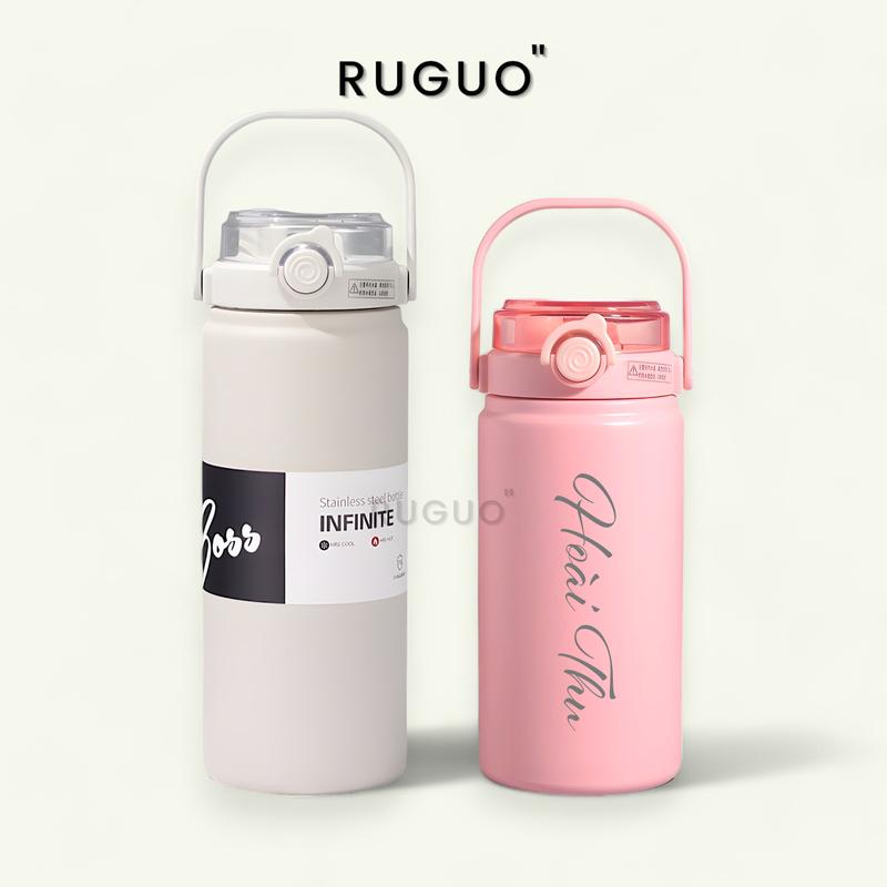 Bình Giữ Nhiệt Khắc Tên BOSS Nắp Bật Có Quai 1000-1200ml Inox 316 Có Ống Hút