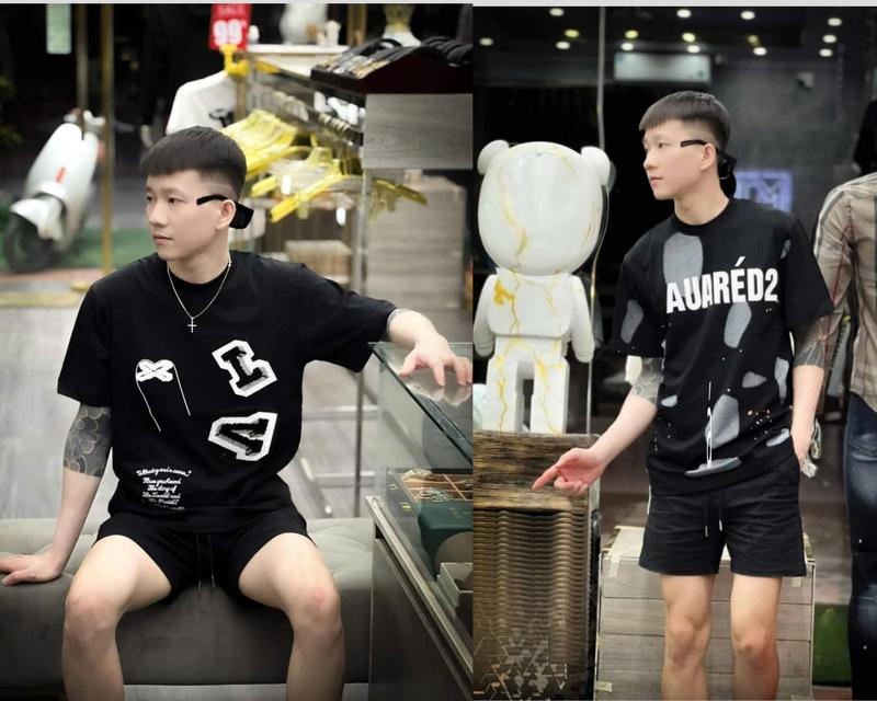 Áo thun nam nữ phối chữ phong cách boy phố sành điệu mẫu mới, chất vải cotton co dãn thoáng mát - Menswear - Cổ Tròn Unisex 1