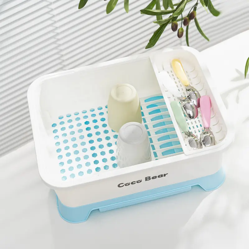 Rổ úp bát Cocobear 2in1 úp bình sữa cho bé, Khay úp bình sữa có nắp đậy an toàn Cocobear tiện lợi có giá hứng nước tiện lợi an toàn baby 3