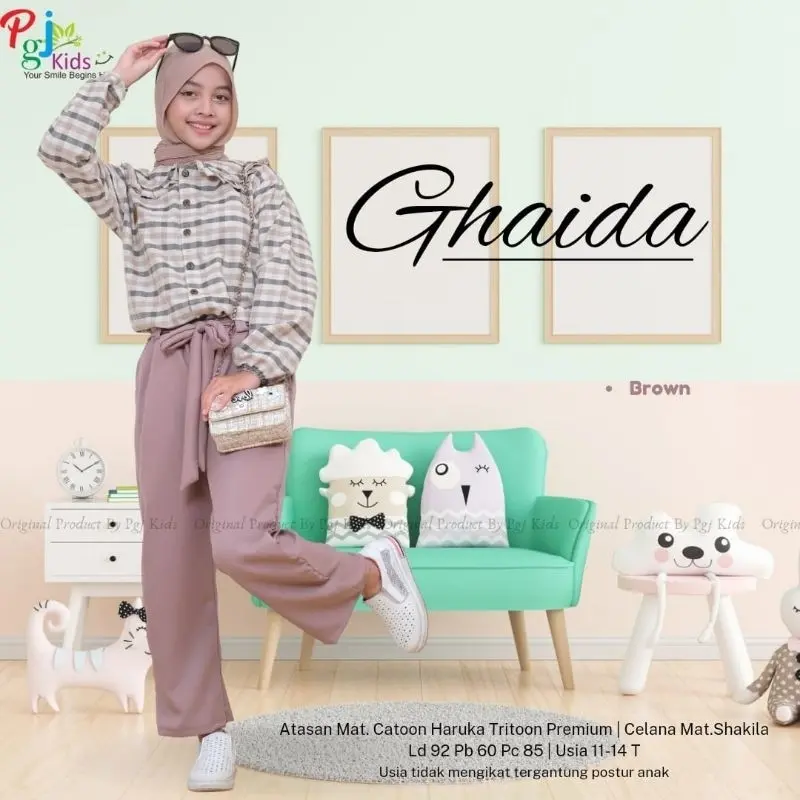 Ghaida Vol 6 Set Atasan + Celana Anak Perempuan Usia 11-15 tahun Set Kulot Anak Perempuan Remaja Original Pgj 6