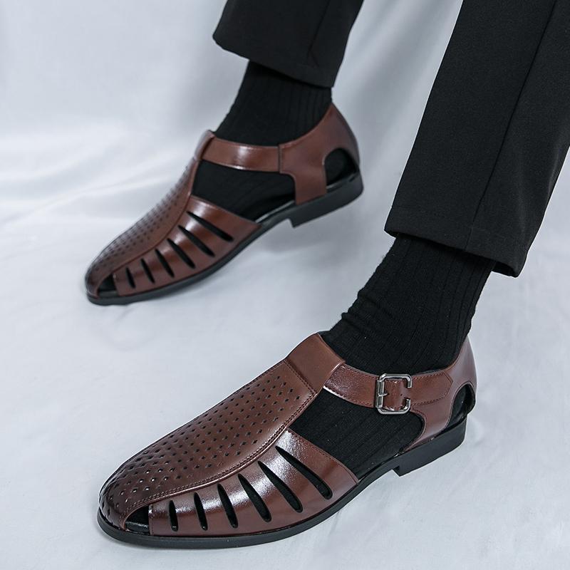Product Introduction of Dép Ngư Dân Cho Nam, Giày Mùa Hè, Da Màu Đen, Phong Cách Thường Ngày 38