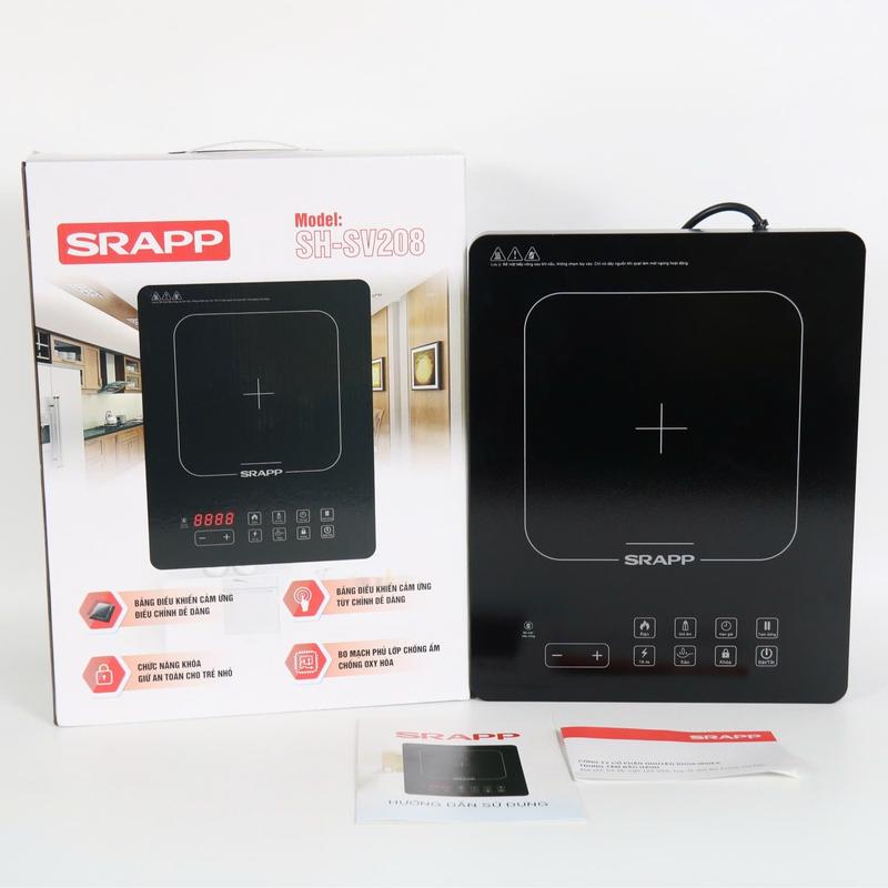 Bếp hồng ngoại Cao cấp Phím cảm ứng công suất 2000W Srapp SH-SV208 Khóa an toàn, bo mạch chống oxy hóa bếp gốm điện Bếp điện không kén nồi