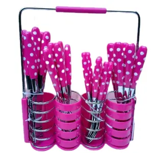 Sendok set terdiri dari 24 pcs / sendok polkadot set/ Garpu/ Makan/ Pisau