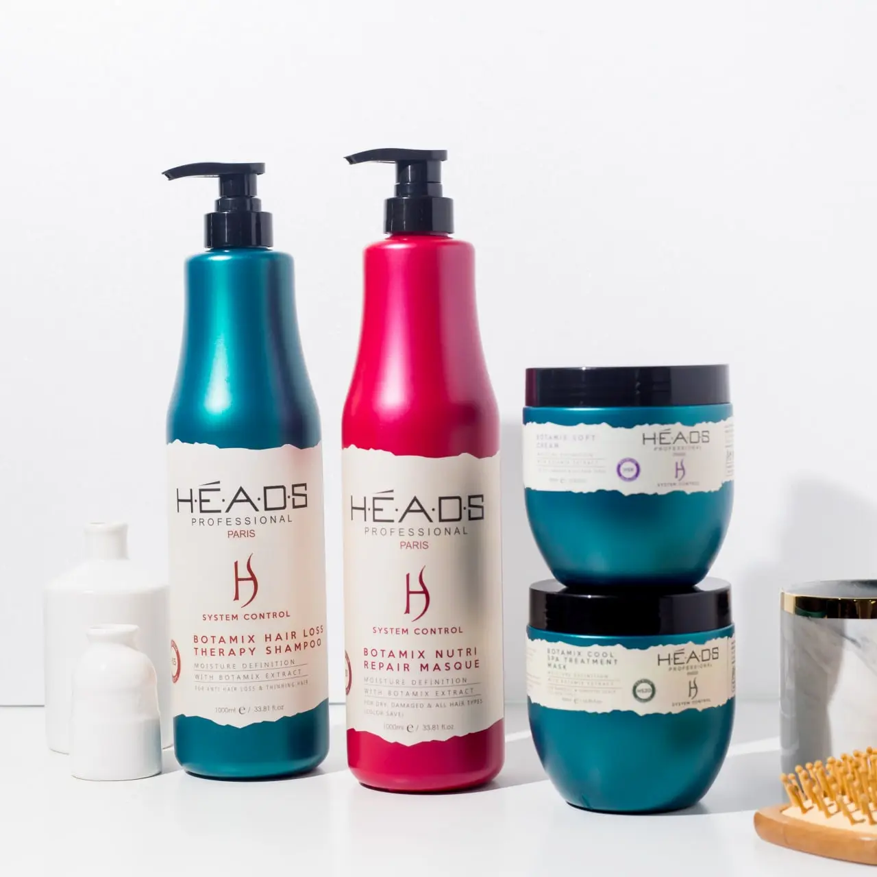 Heads Professional Paris Hair Shampoo Set Hair Loss Rambut Gugur Treatment Shampoo Dry Damage Dandruff Shampoo Oily Kelemumur Shampoo 1000ml Colour protection, Oil Control, Anti-dandruff Conditioner Haircare Comfort Cleanser Cleansing
