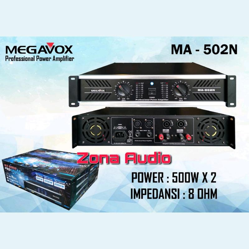 Power Amplifier Megavox MA 502N 2 Channel 2 x 500 Watt Original 0
