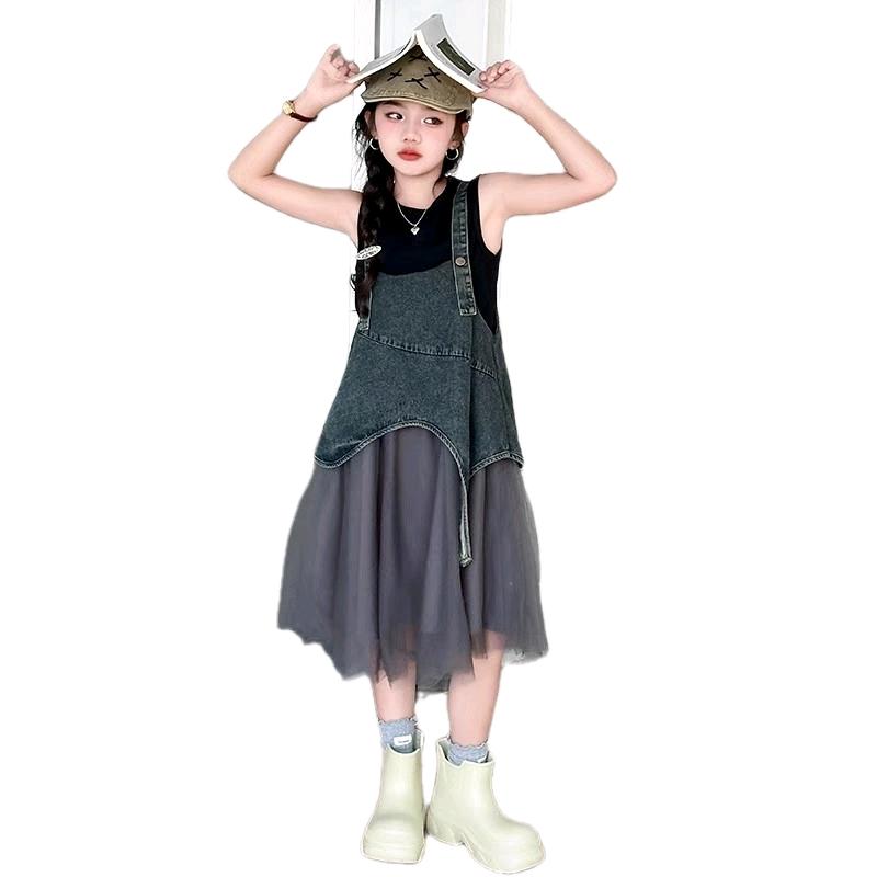 (Voan)Set váy cotton chân voan kèm yếm jean cho bé gái từ 10-50kg váy cho101112tuổi váy cho14tuổi váy cho2k13