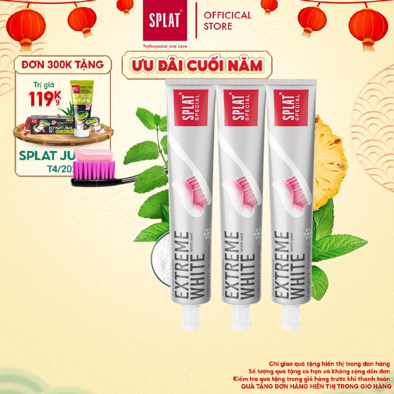  Combo 3 Kem Đánh Răng Hỗ Trợ Làm Trắng Răng SPLAT Extreme White Special Hỗ Trợ Làm Trắng Nhanh Chóng Hiệu Quả 75ml 