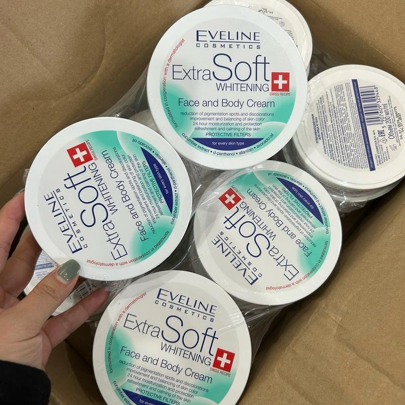 Kem Dưỡng Trắng da mặt và body Eveline Extra soff hàng Nga 200ml  Làm Đẹp Da Dưỡng Da Body Kem Body Dưỡng Ẩm Da