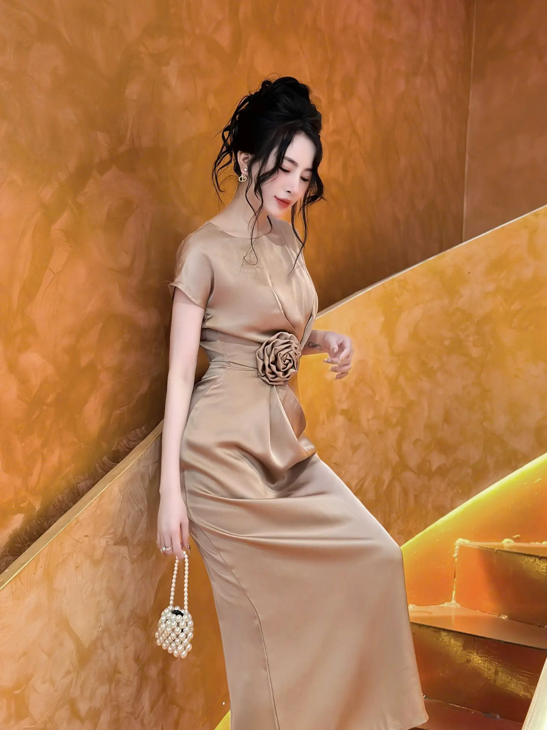 Zámi FS- C84 - Đầm Lụa Hoa Eo Thanh Lịch, Đi Tiệc Dành Cho Nữ Women Dress