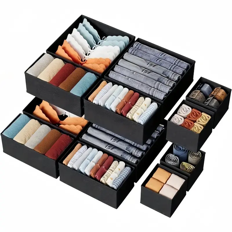 Drawer Organizer, 12pcs/set Foldable Clothes Storage Box, Underwear Storage Box, Socks Storage Box, Home Organizer for Bedroom 0