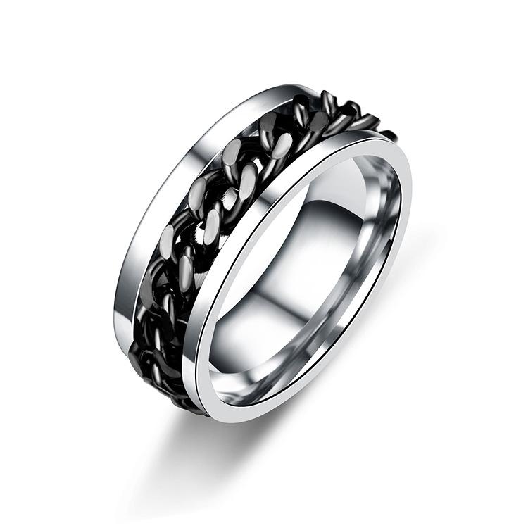 Product Introduction of New Simple Lucky Jewelry Men's Titanium Steel Rotatable Open Beer Bottle Chain  Domineering Personalized size 2 ring 9
