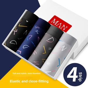4-Pack Men's Underwear Boxer Briefs Men's Sexy Sports Boxer Shorts Menswear Socks