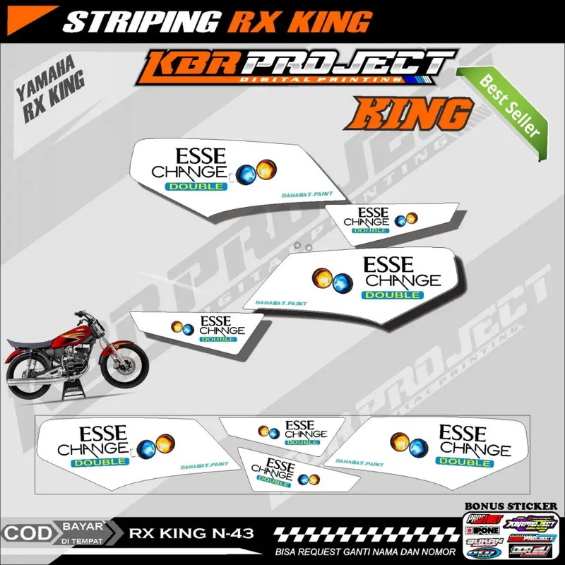 RX KING ESSE STIKER  STRIPING PREMIUM MOTOR KEREN LIS VARIASI YAMAHA N.43 HOLOGRAM TRANSPARAN COD Motorcycle 1
