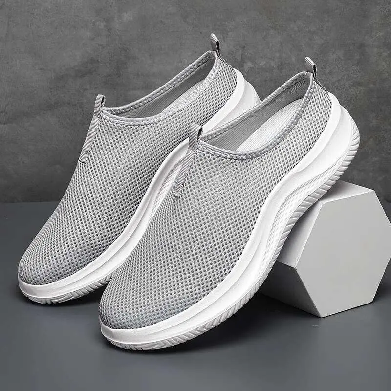 2025 One Step Men's Summer Breathable Mesh Shoes Size 47 Sports and Leisure Lazy Walking Soft Bottom Middle aged