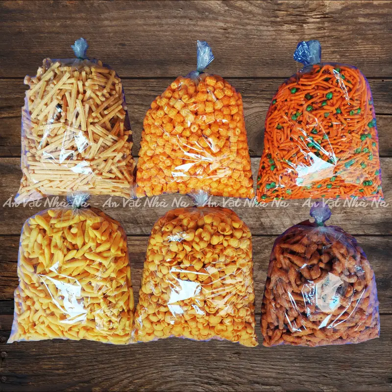 Combo 6 món (3kg Đủ, Miễn Phí Vận Chuyển) Xương Chó 500g - Nui Chiên Bơ 500 g - Tăm Que Ngó Sen 500g - Tăm Đậu Hà Lan 0.5kg - Bim Cá 0.5 kg - Đùi Gà Cay Giòn 500gr 2