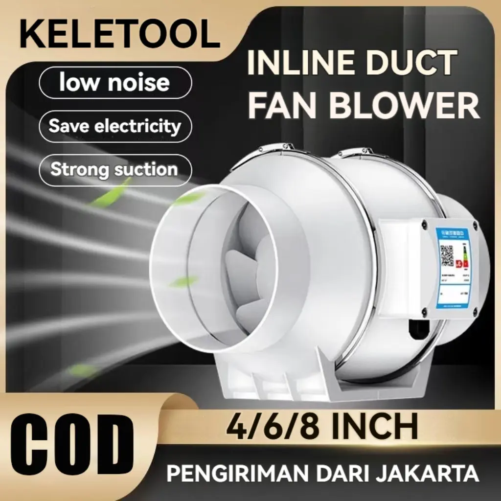 4" 6" 8" Inch Exhaust Fan Dapur Hexos Penyedot Home Silent Pipe Turbocharged Duct Exhaust Fan Dinding Udara Inline Duct Blower Dapur Penghisap Asap Dapur Suitable Untuk Kamar Mandi, Dapur, Dan Kantor